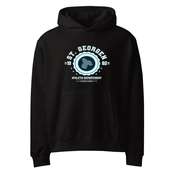 Personalisierbarer St. Georgen Hoodie – Varsity Hero Design – Schwarz für St. Georgen