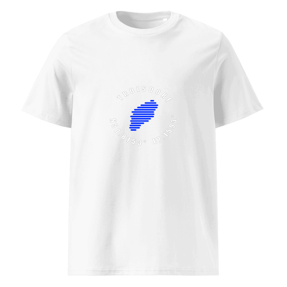 Personalisierbares Troisdorf T-Shirt – Minimal Coordinates Design – Weiß für Troisdorf