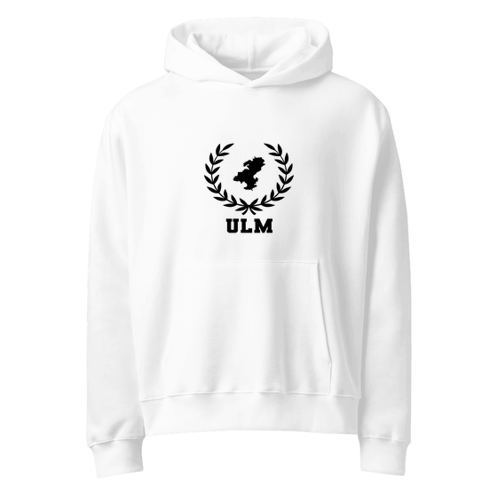 Personalisierbarer Ulm Hoodie – Laurel Boundary Design – Weiß für Ulm