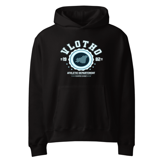 Personalisierbarer Vlotho Hoodie – Varsity Hero Design – Schwarz für Vlotho
