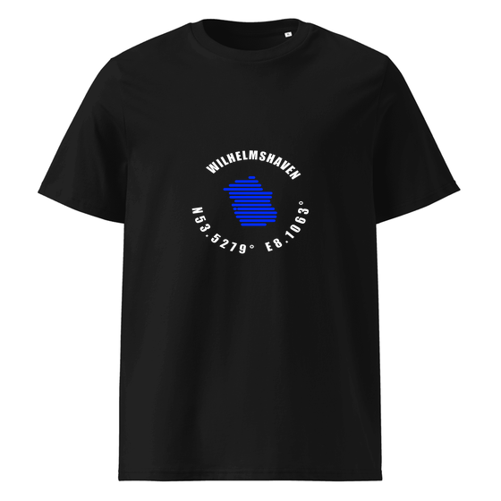 Personalisierbares Wilhelmshaven T-Shirt – Minimal Coordinates Design – Schwarz für Wilhelmshaven