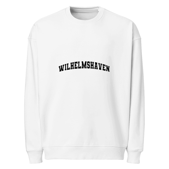 Personalisierbares Wilhelmshaven Sweatshirt – Varsity3 Design – Weiß für Wilhelmshaven