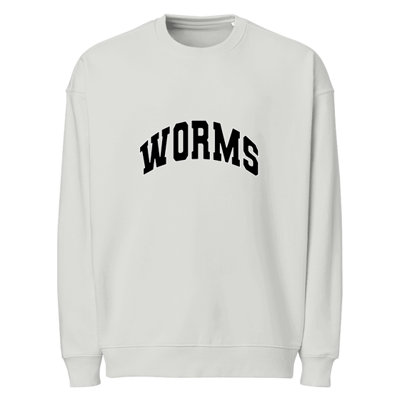 Personalisierbares Worms Sweatshirt – Varsity3 Design – Heather Grau für Worms