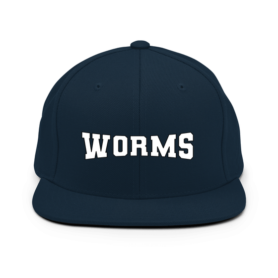 Personalisierbare Worms Cap – Varsity4 Design – Dunkles Navy für Worms