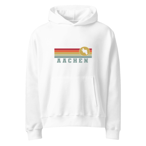 Aachen Hoodie mit Varsity Rainbow-Design (Weiß) – Produktansicht
