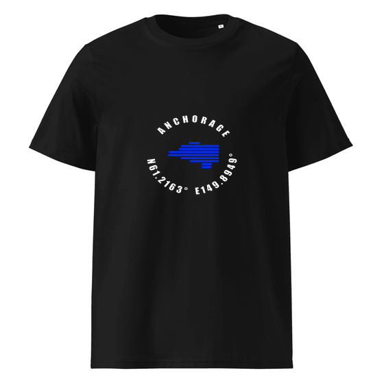 Anchorage T-Shirt with Minimal Coordinates design (Black)