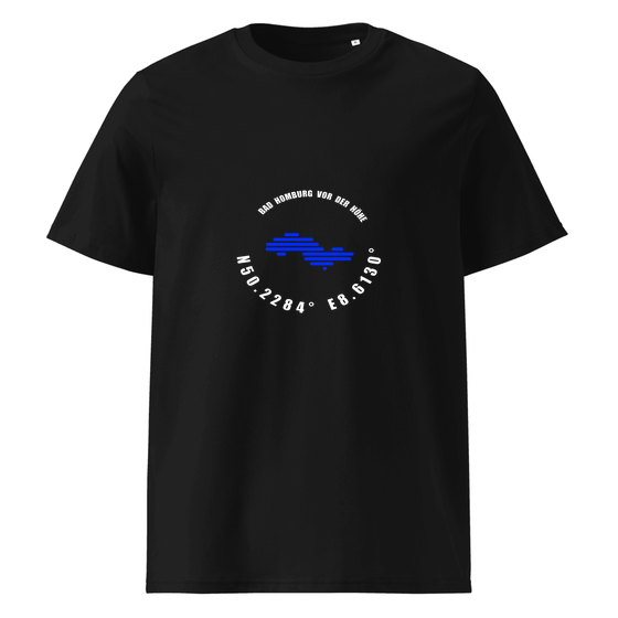 Bad Homburg vor der Höhe T-Shirt mit Minimal Coordinates-Design (Schwarz) – Produktansicht