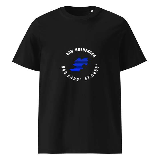 Bad Kreuznach T-Shirt mit Minimal Coordinates-Design (Schwarz) – Produktansicht