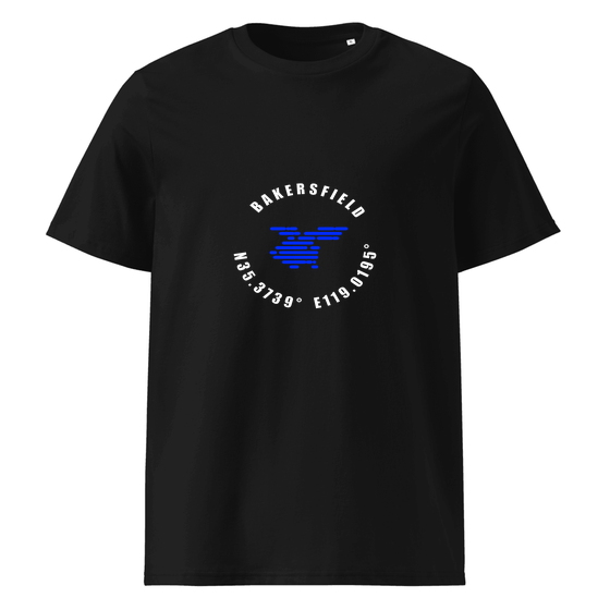 Bakersfield T-Shirt with Minimal Coordinates design (Black)