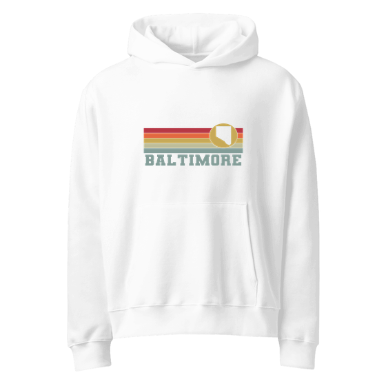 Baltimore Hoodie with Varsity Rainbow design (White) – Produktansicht
