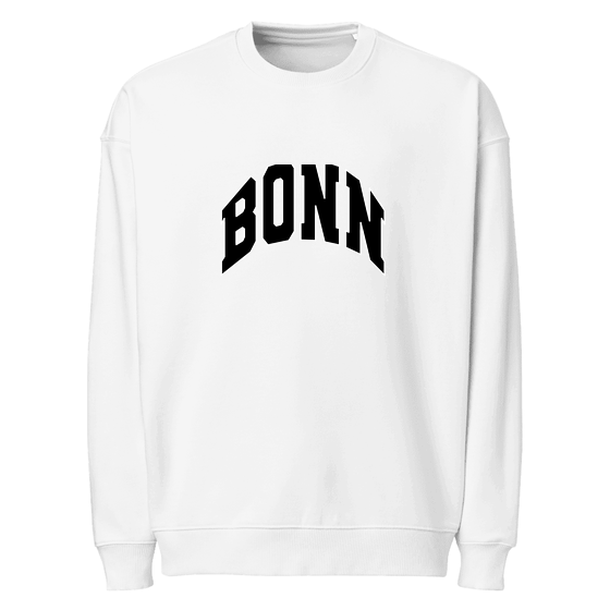 Bonn Sweatshirt mit Varsity3-Design (Weiß) – Produktansicht