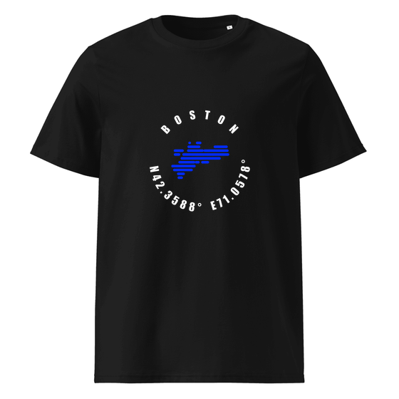 Boston T-Shirt with Minimal Coordinates design (Black)