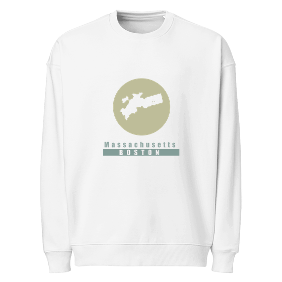 Boston Sweatshirt with Minimal Moon design (White)