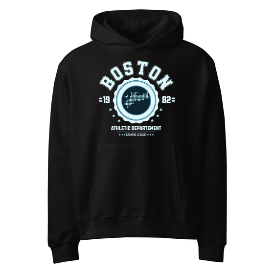 Boston Hoodie with Varsity Hero design (Black)