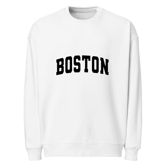Boston Sweatshirt with Varsity3 design (White)