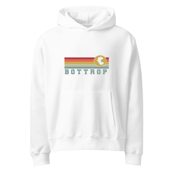 Bottrop Hoodie mit Varsity Rainbow-Design (Weiß) – Produktansicht