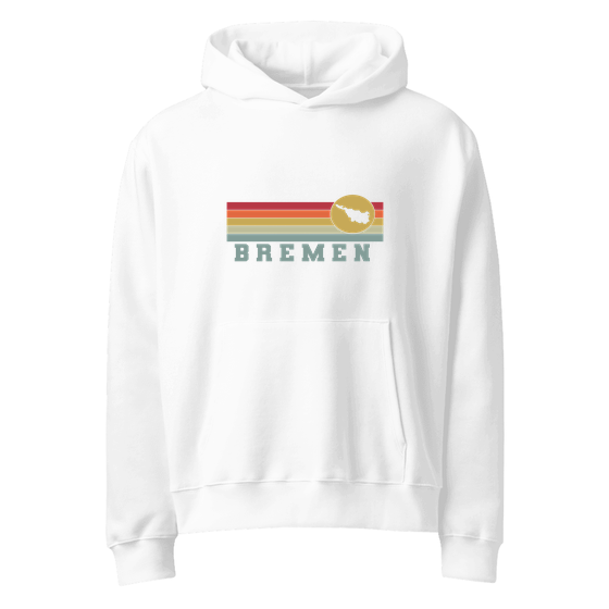 Bremen Hoodie mit Varsity Rainbow-Design (Weiß) – Produktansicht