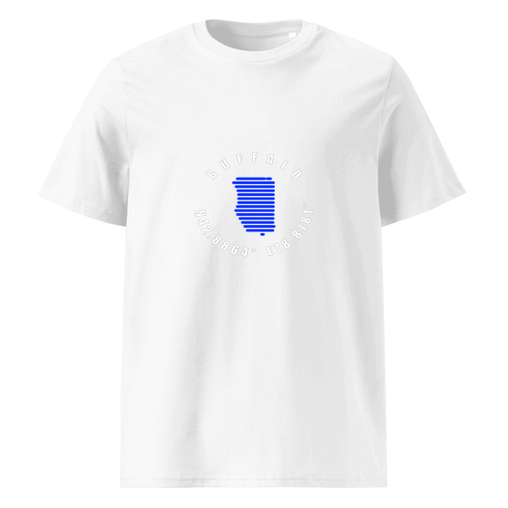 Buffalo T-Shirt with Minimal Coordinates design (White)