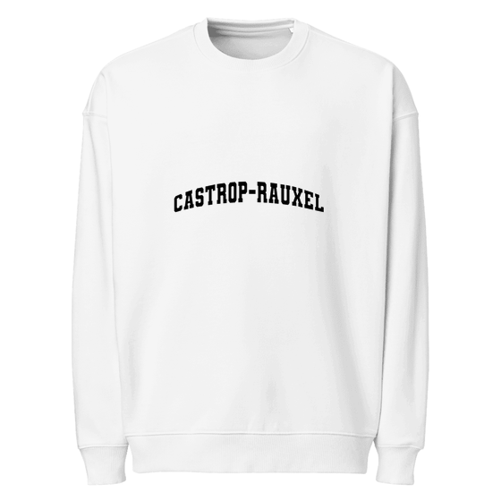 Castrop-Rauxel Sweatshirt mit Varsity3-Design (Weiß) – Produktansicht