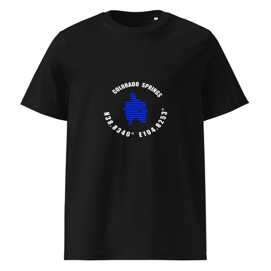 Colorado Springs T-Shirt with Minimal Coordinates design (Black)