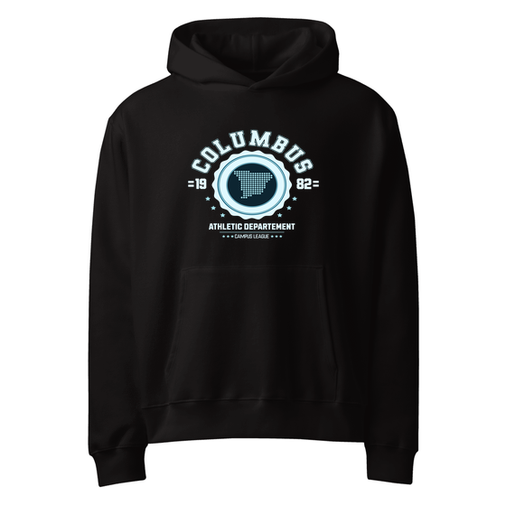 Columbus Hoodie with Varsity Hero design (Black)