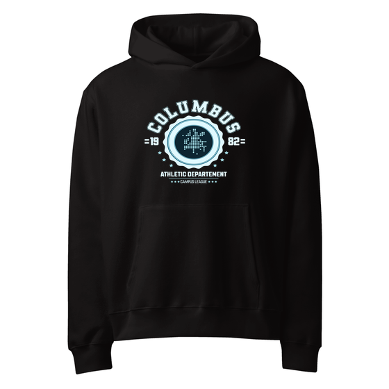 Columbus Hoodie with Varsity Hero design (Black)