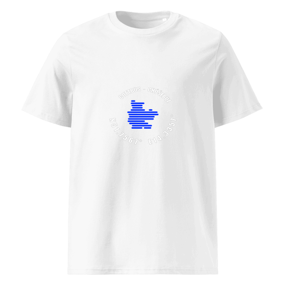 Cottbus - Chóśebuz T-Shirt mit Minimal Coordinates-Design (Weiß)