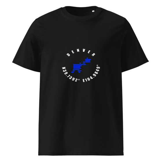 Denver T-Shirt with Minimal Coordinates design (Black)