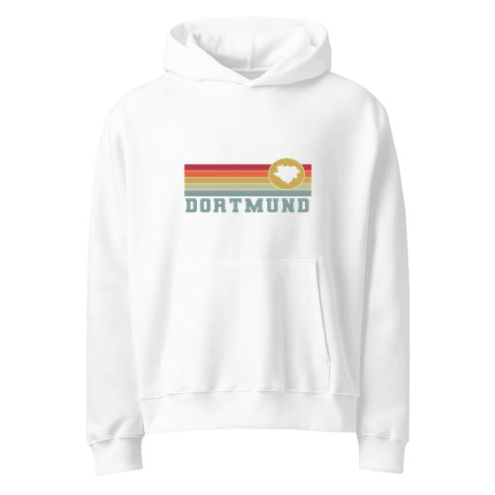Dortmund Hoodie mit Varsity Rainbow-Design (Weiß) – Produktansicht