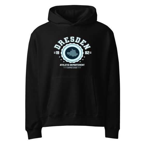 Dresden Hoodie mit Varsity Hero-Design (Schwarz)