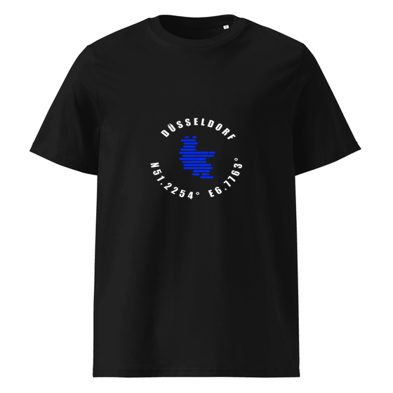 Düsseldorf T-Shirt mit Minimal Coordinates-Design (Schwarz)