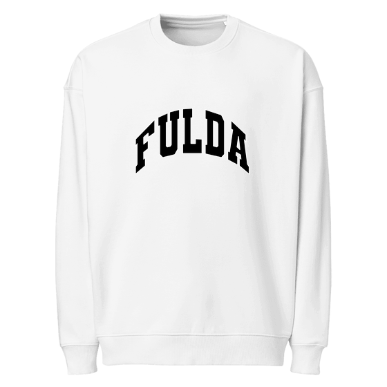 Fulda Sweatshirt mit Varsity3-Design (Weiß) – Produktansicht