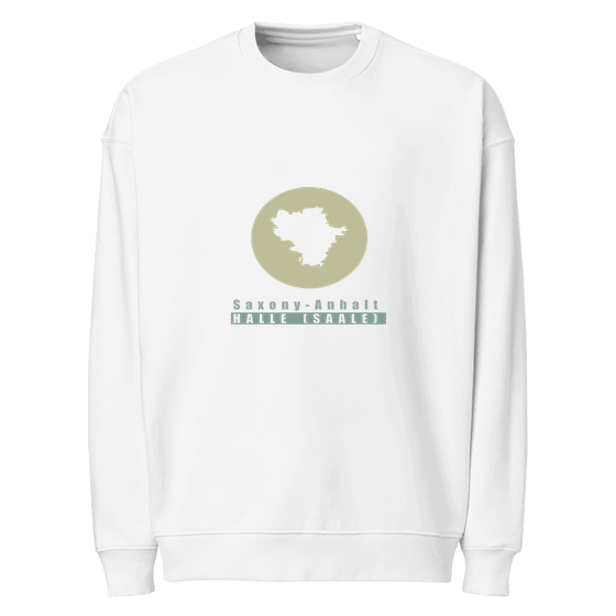 Halle (Saale) Sweatshirt mit Minimal Moon-Design (Weiß)