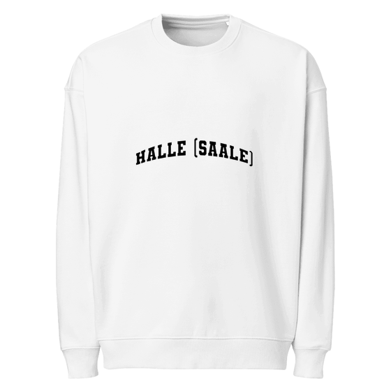 Halle (Saale) Sweatshirt mit Varsity3-Design (Weiß)