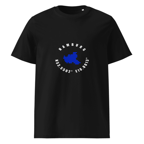 Hamburg T-Shirt mit Minimal Coordinates-Design (Schwarz)