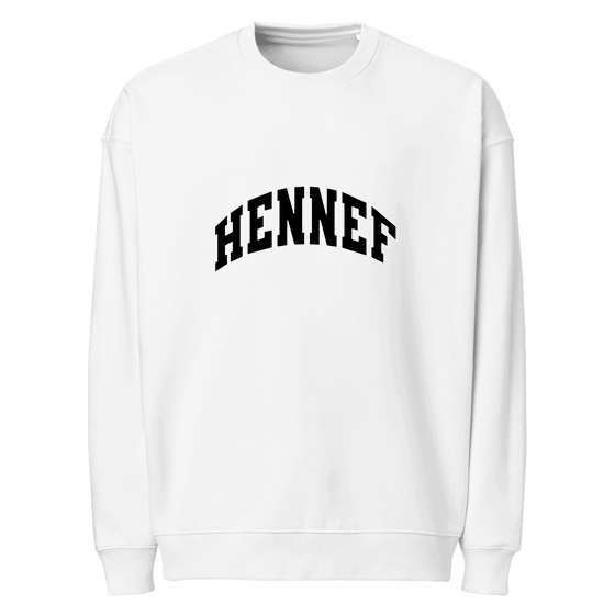 Hennef Sweatshirt mit Varsity3-Design (Weiß) – Produktansicht
