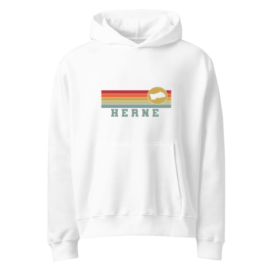 Herne Hoodie mit Varsity Rainbow-Design (Weiß) – Produktansicht