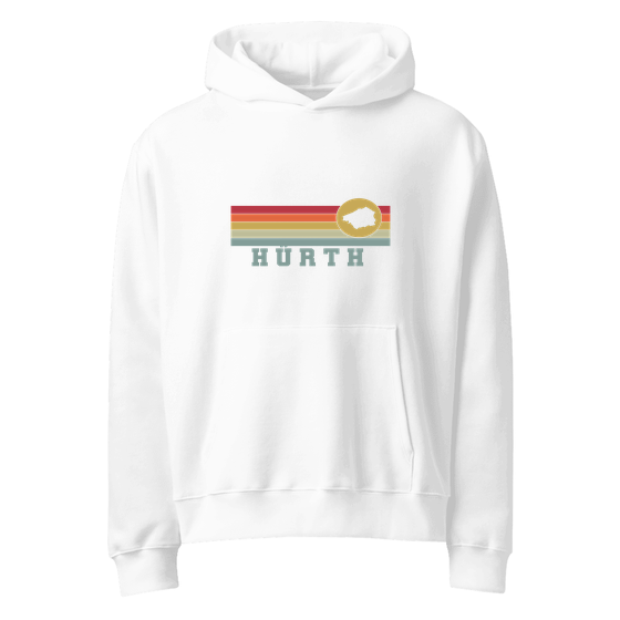Hürth Hoodie mit Varsity Rainbow-Design (Weiß) – Produktansicht