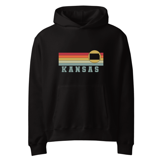 Kansas Hoodie with Varsity Rainbow design (Black)