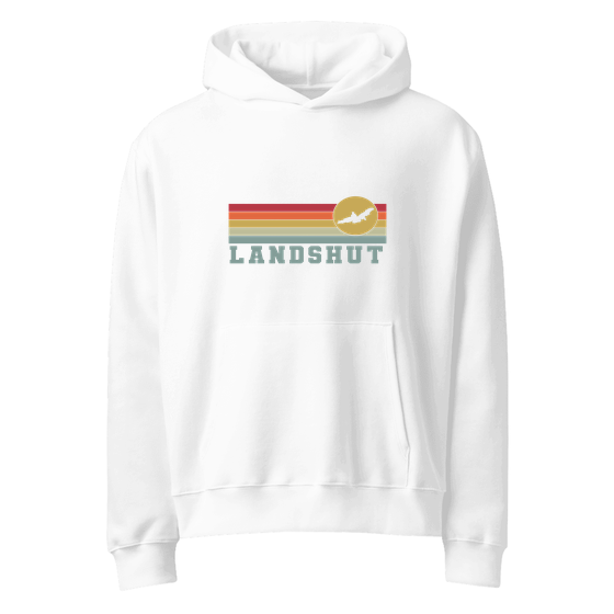 Landshut Hoodie mit Varsity Rainbow-Design (Weiß) – Produktansicht
