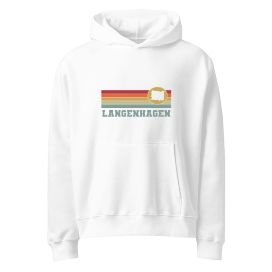 Langenhagen Hoodie mit Varsity Rainbow-Design (Weiß) – Produktansicht