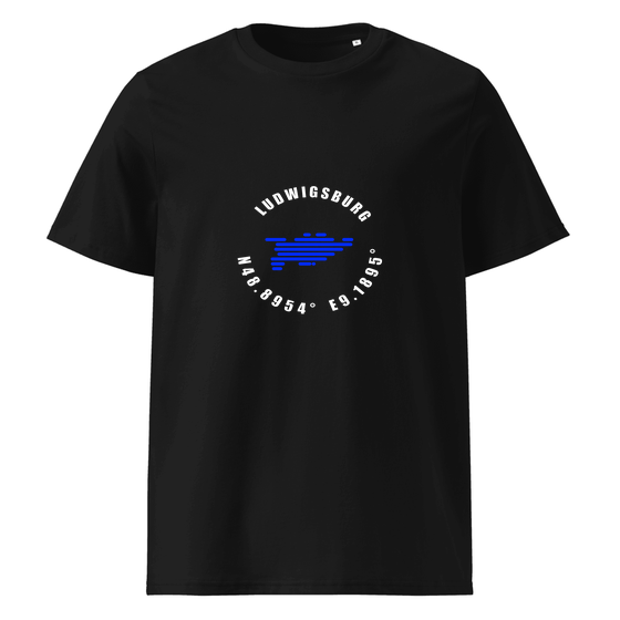 Ludwigsburg T-Shirt mit Minimal Coordinates-Design (Schwarz) – Produktansicht