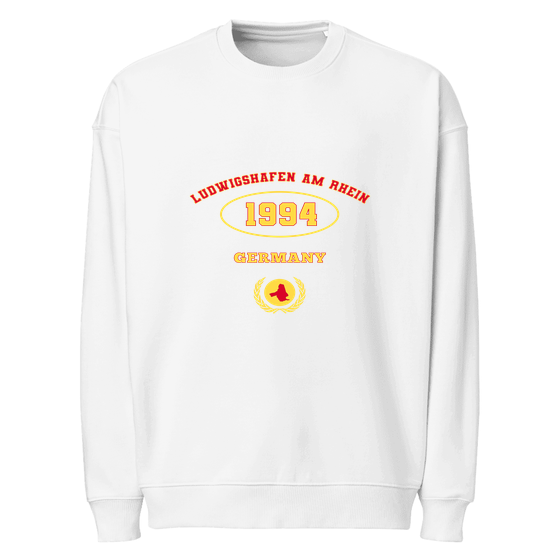 Ludwigshafen am Rhein Sweatshirt mit University 1994-Design (Weiß) – Produktansicht
