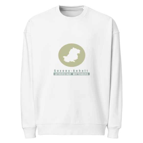Lutherstadt Wittenberg Sweatshirt mit Minimal Moon-Design (Weiß) – Produktansicht