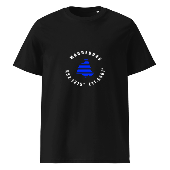 Magdeburg T-Shirt mit Minimal Coordinates-Design (Schwarz)