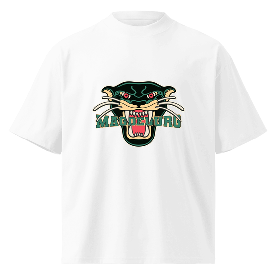 Magdeburg T-Shirt mit Panther-Design (Weiß) – Produktansicht