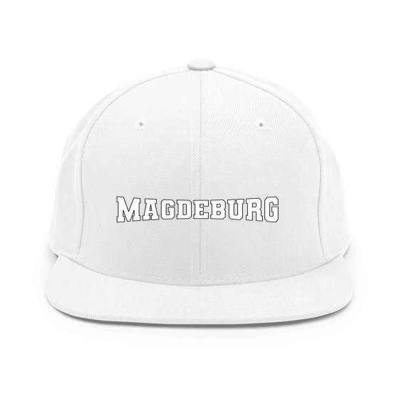Magdeburg Cap mit Varsity4-Design (Weiß) – Produktansicht