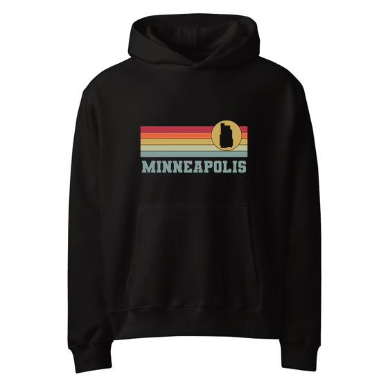 Minneapolis Hoodie with Varsity Rainbow design (Black)