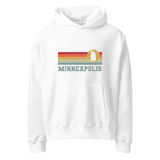 Minneapolis Hoodie with Varsity Rainbow design (White) – Produktansicht