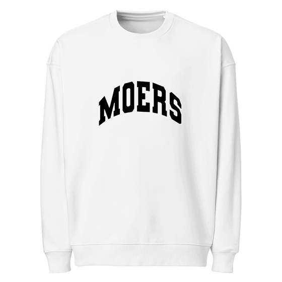 Moers Sweatshirt mit Varsity3-Design (Weiß) – Produktansicht